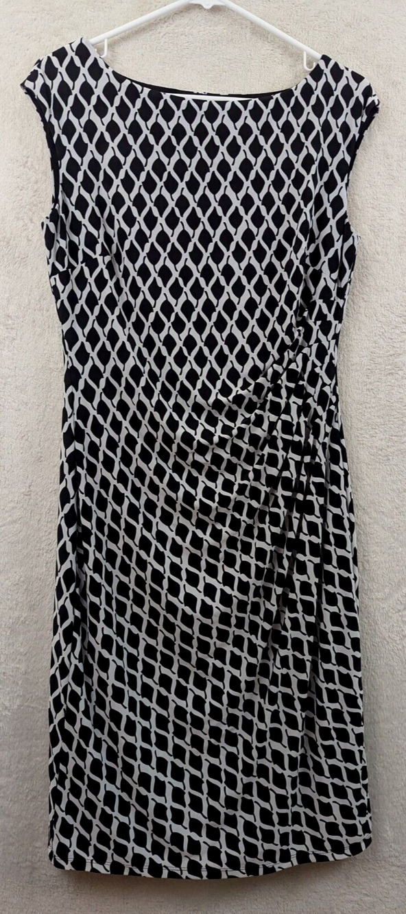 Lauren Ralph Lauren sz 10 Slinky Dress black & white print sleeveless tank 0032